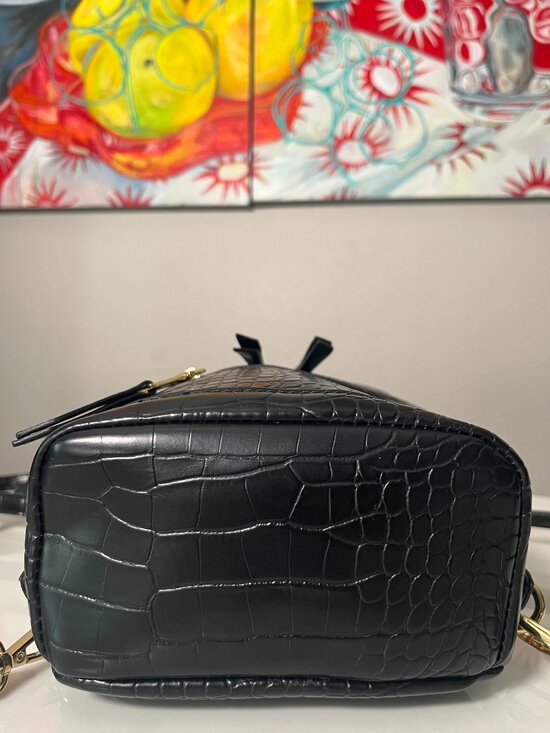Peta + JAIN Zoe Mini Backpack Black Croc Embossed NWT main image 4